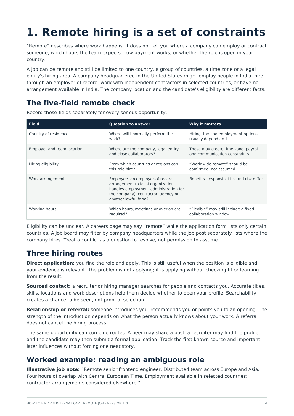 Preview of PDF page 4 showing the five-field remote check