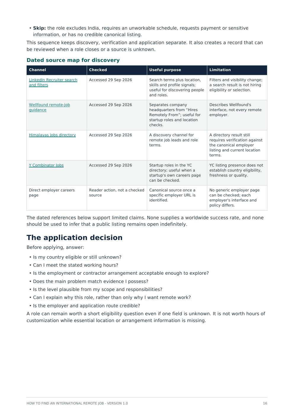 Preview of PDF page 16 showing the dated source map and application decision